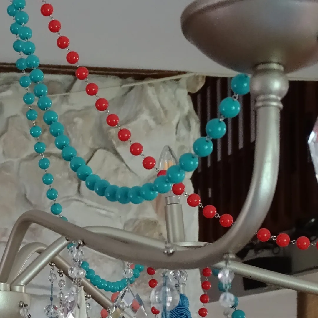 12" TURQUOISE BLUE GLASS BEAD MAGNETIC CHANDELIER GARLAND (Set/3)