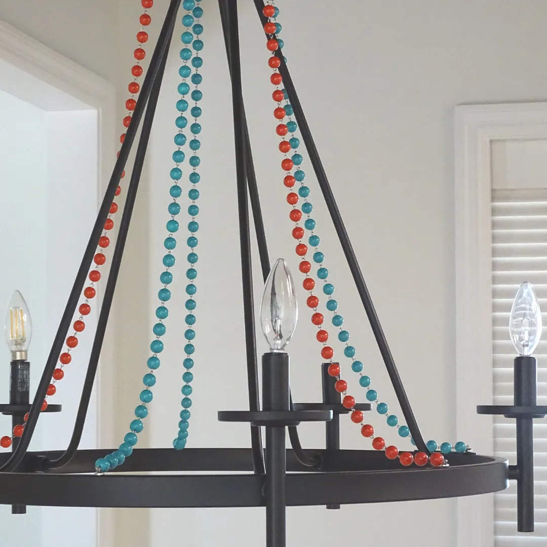 12" TURQUOISE BLUE GLASS BEAD MAGNETIC CHANDELIER GARLAND (Set/3)