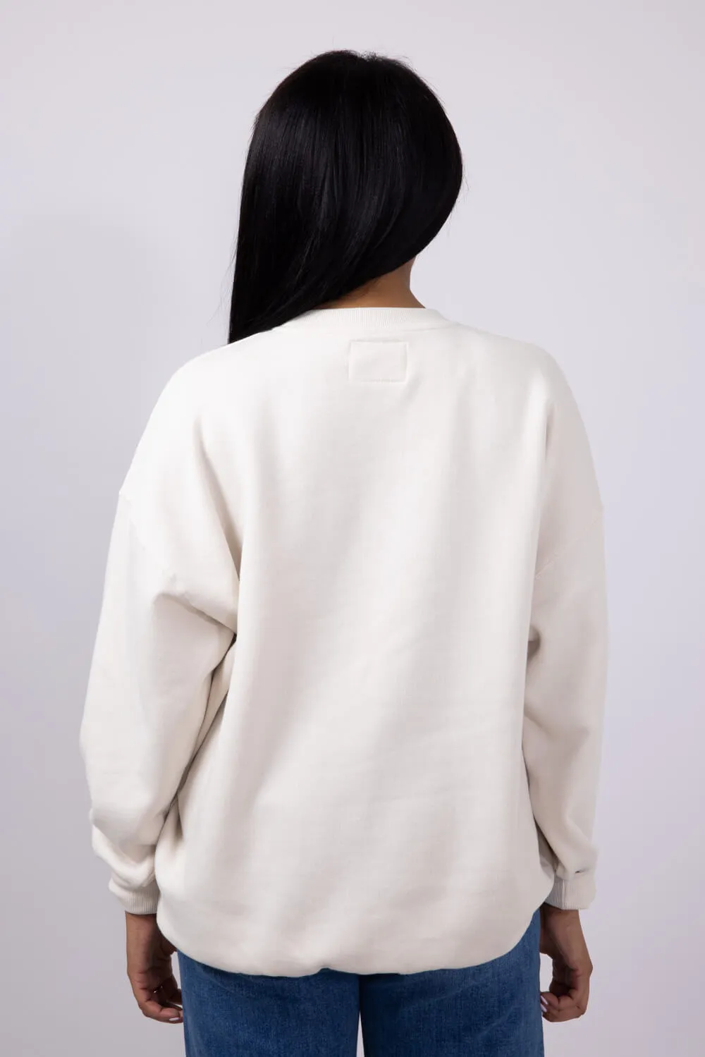 1897 Active Chenille Patch Midwest Fleece Crewneck for Women in Beige | GT853-BEIGE