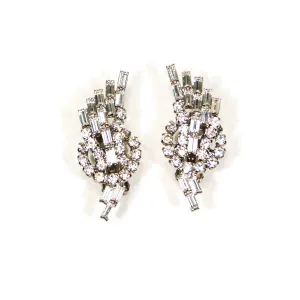 1950's Rhinestone Spray Earrings