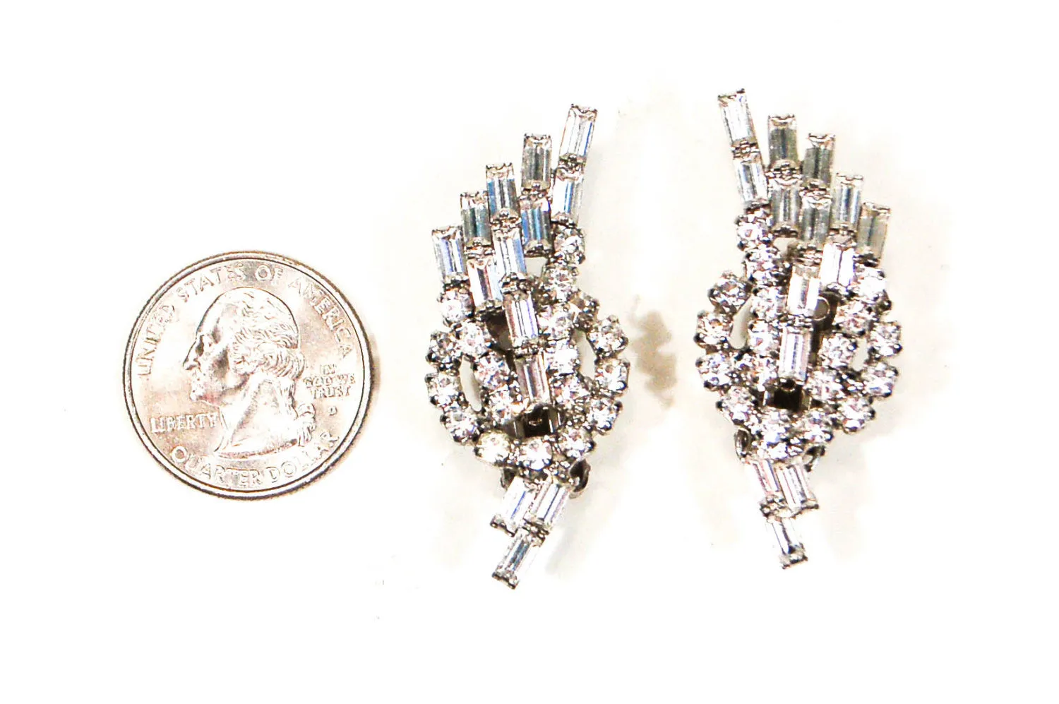 1950's Rhinestone Spray Earrings