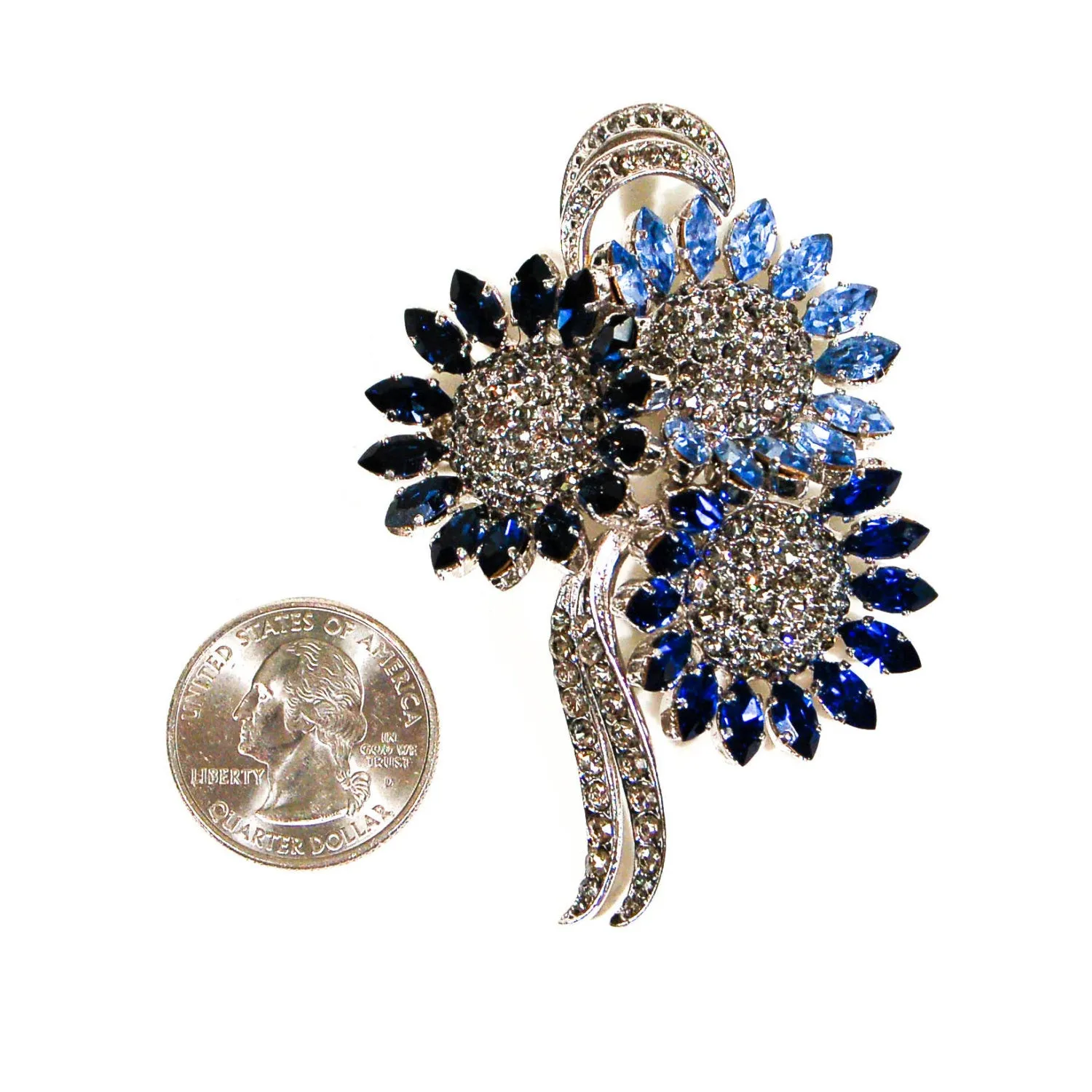 1950's Sapphire Blue Rhinestone Brooch from Austria