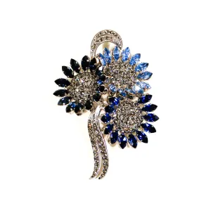 1950's Sapphire Blue Rhinestone Brooch from Austria