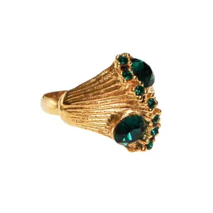 1960s Emerald Green Rhinestone Statement Ring