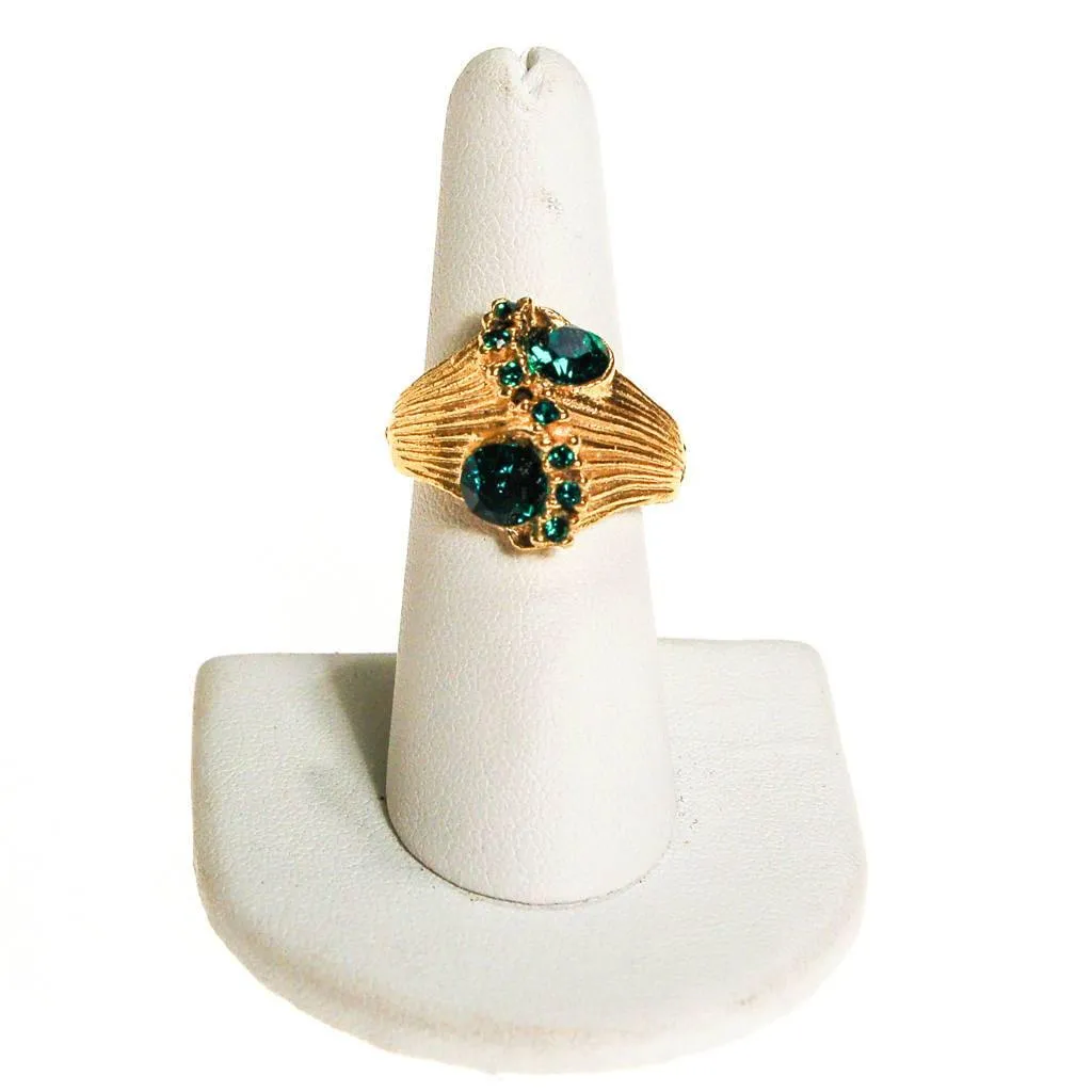 1960s Emerald Green Rhinestone Statement Ring