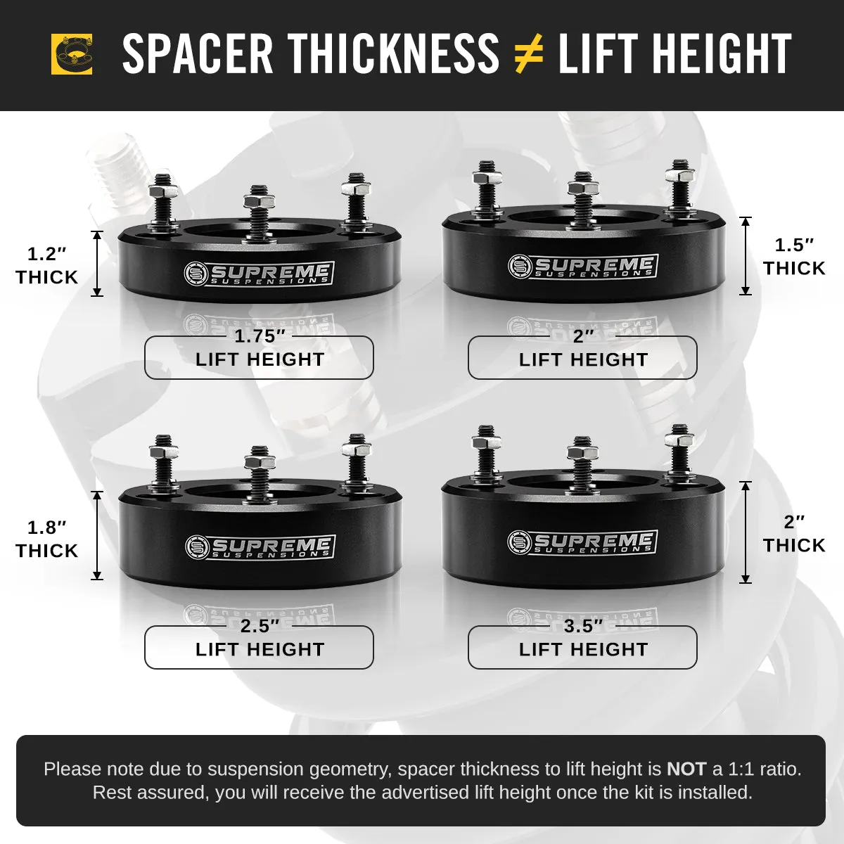 2004-2014 Ford F150 Full Suspension Lift Kit & 2" Hub Centric Wheel Spacers 2WD 4WD