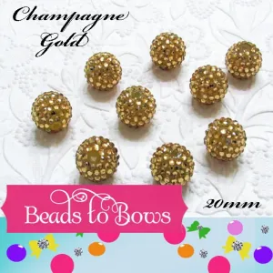 20mm Champagne Bubblegum Rhinestone Beads, Chunky Rhinestone Bead, Rhinestone Gumball Bead, Rhinestone, Chunky Bead Supply