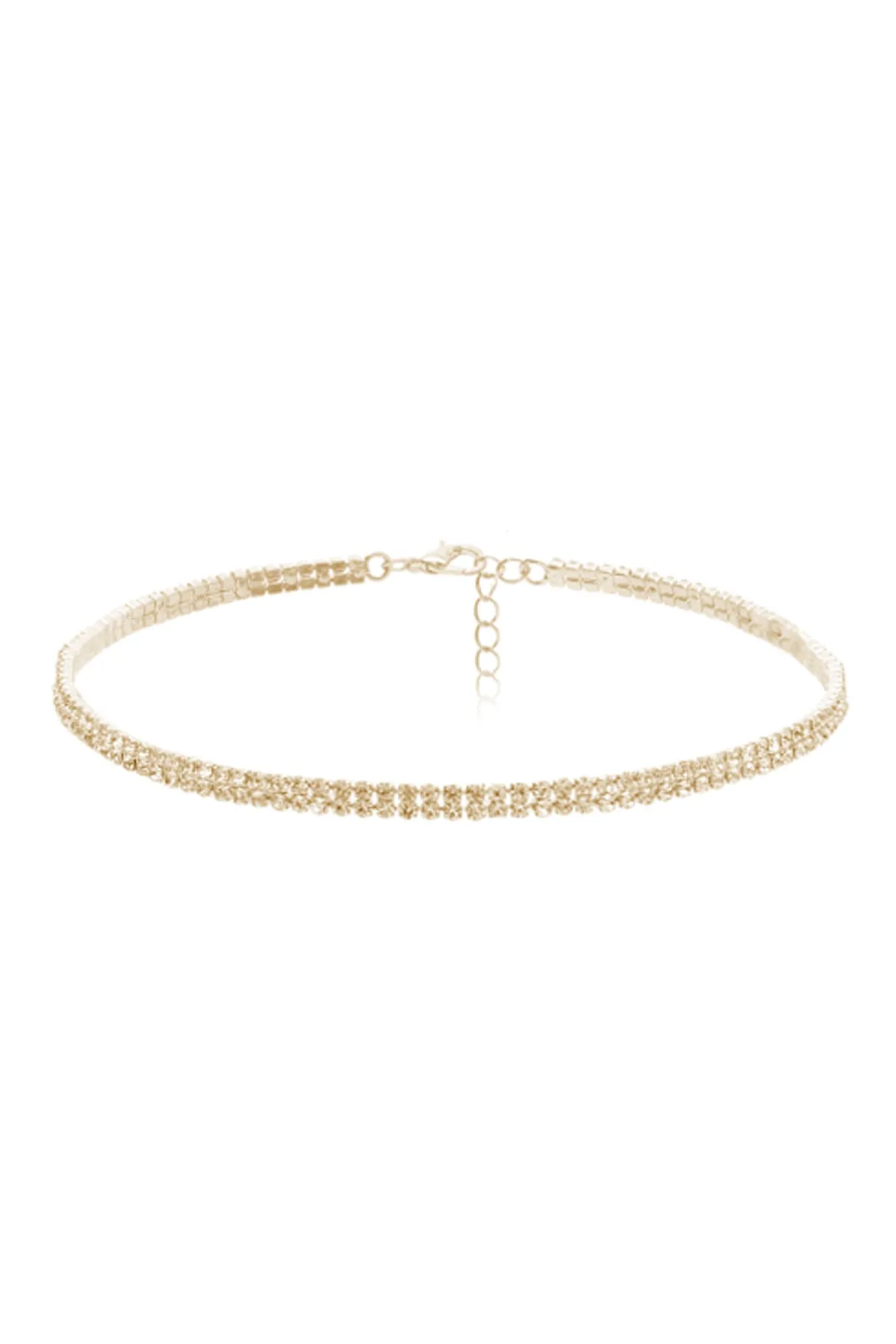 2MM RHINESTONE 2ROW CHOKER NECKLACE