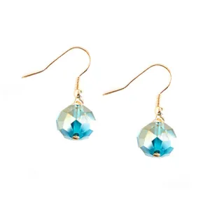 2TONE MULTI COLOR PURPLE AND TEAL GLASS CRYSTAL WITH GOLD DANGLE EARRINGS  #HNE97072_2TONE_PUR (AF11)