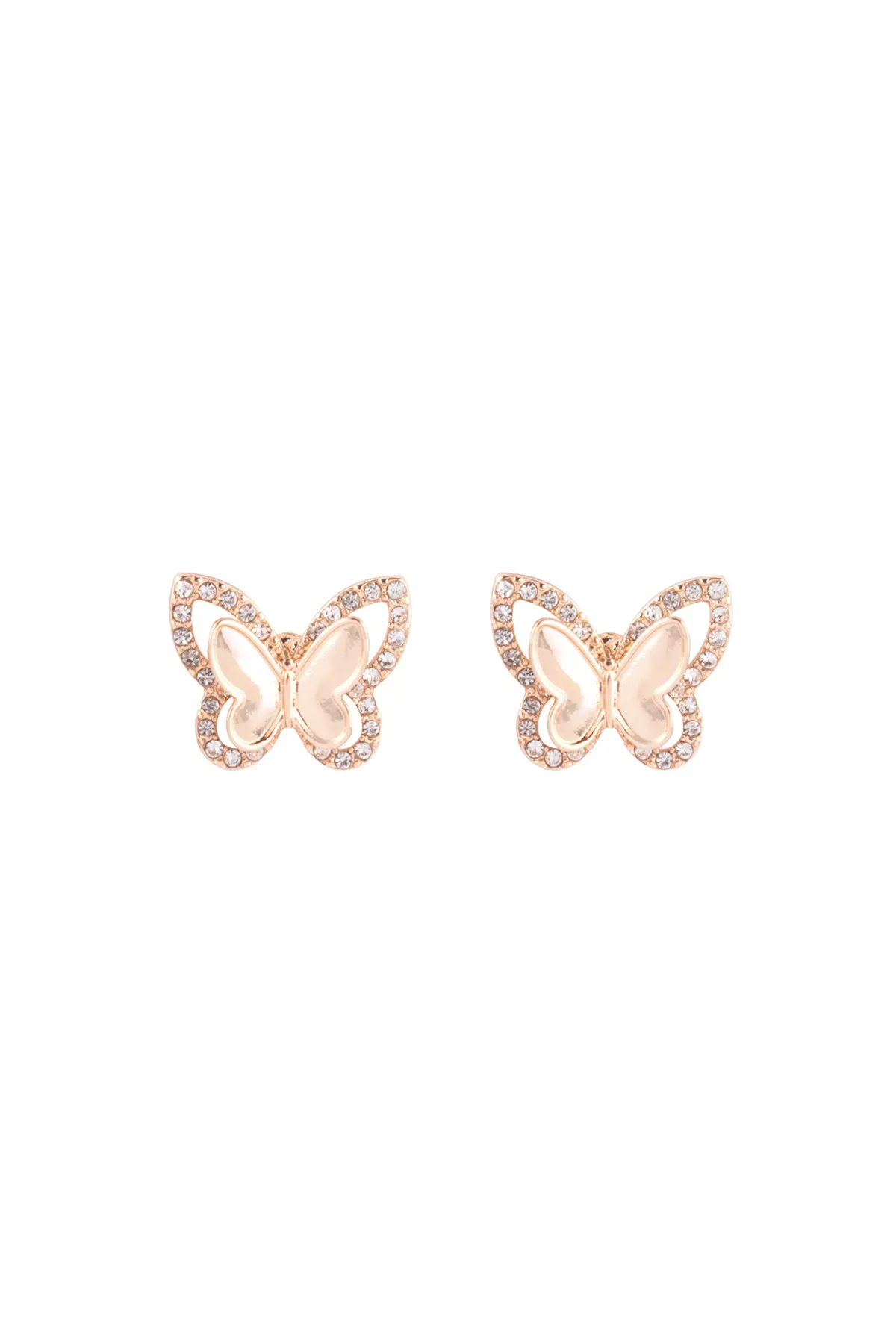 3D BUTTERFLY PAVE RHINESTONE EARRINGS