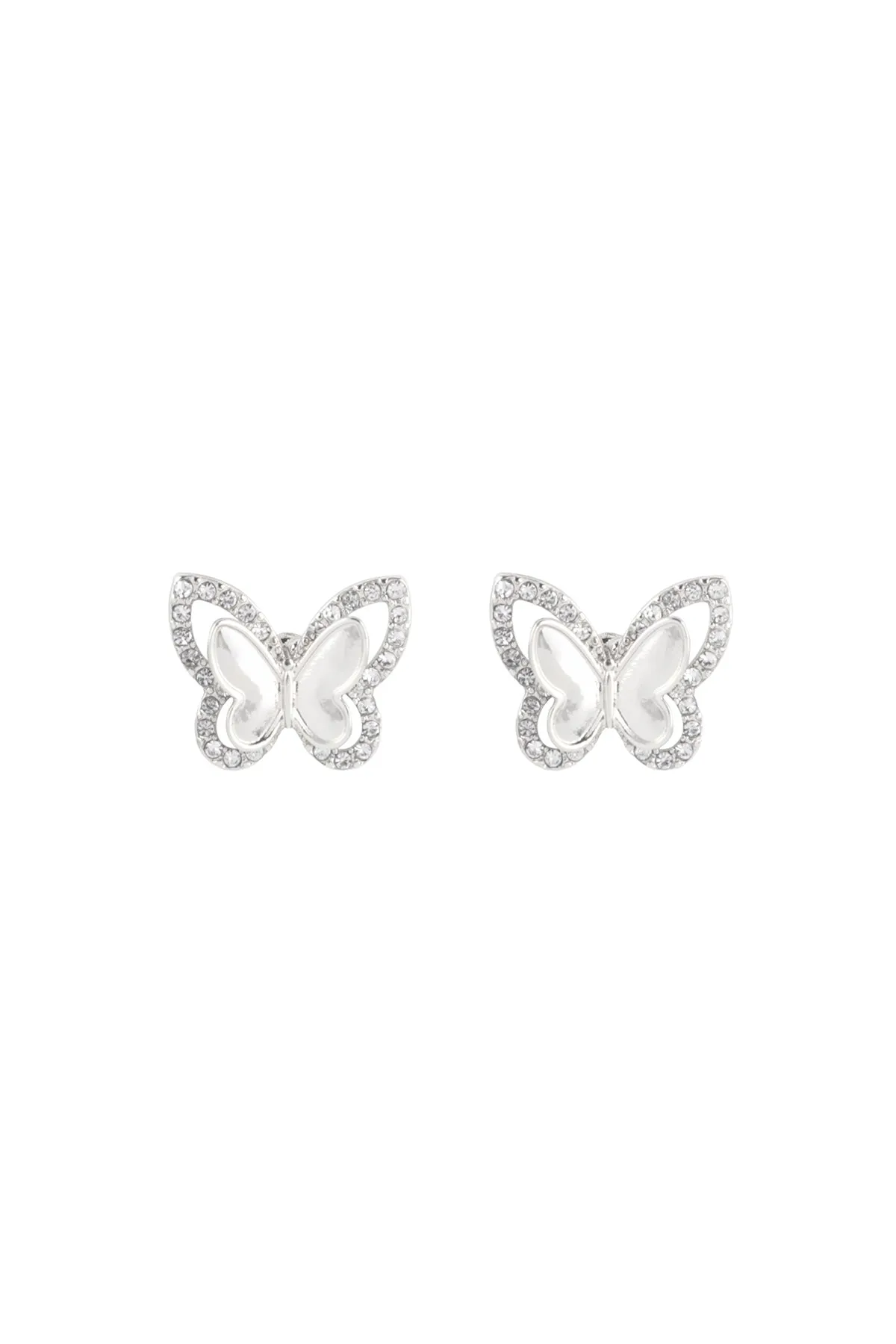 3D BUTTERFLY PAVE RHINESTONE EARRINGS