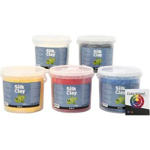 5 x Assorted Primary Colour Pliable Modelling Compund With Plastic Buckets 650 g