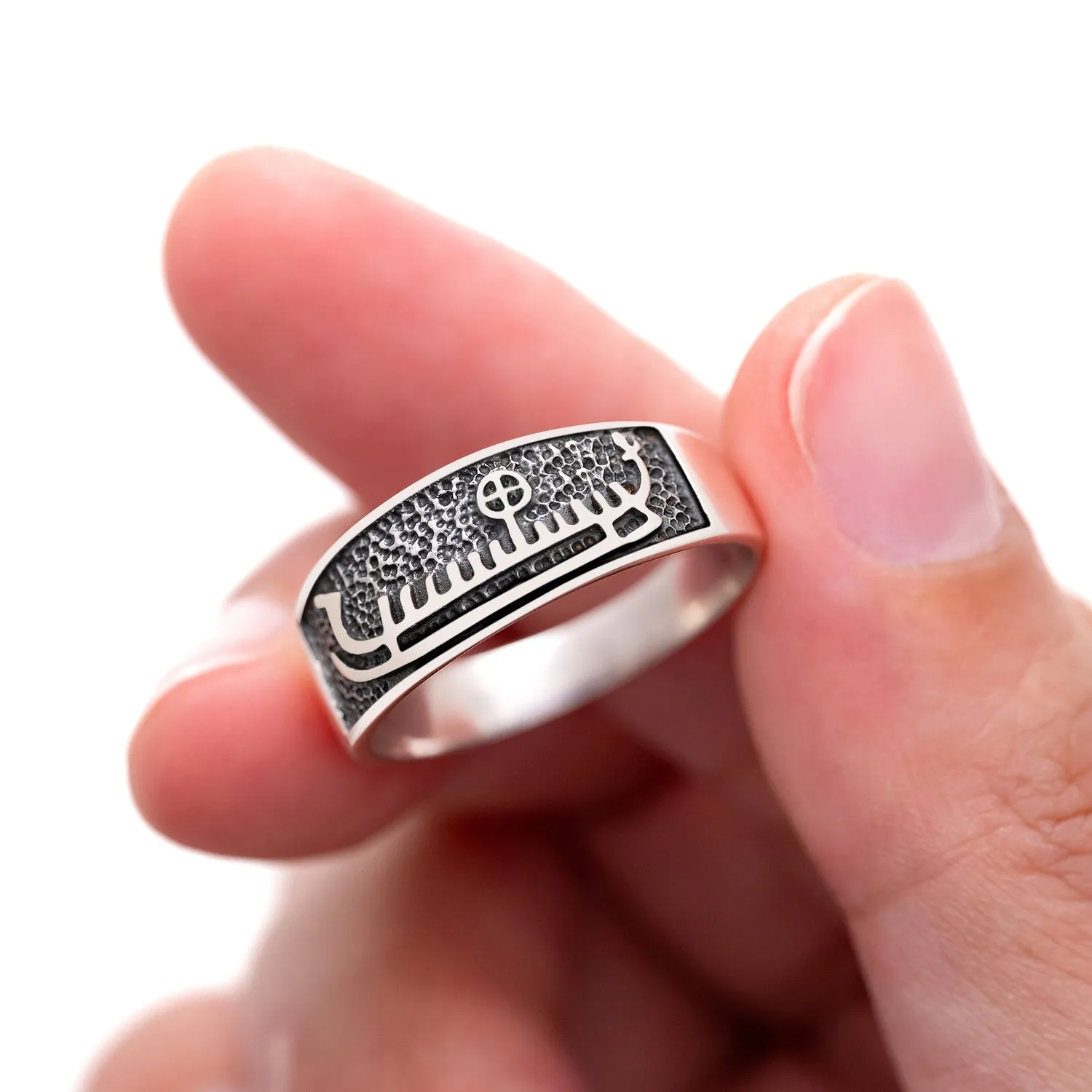 925 Sterling Silver Viking Ship Ring