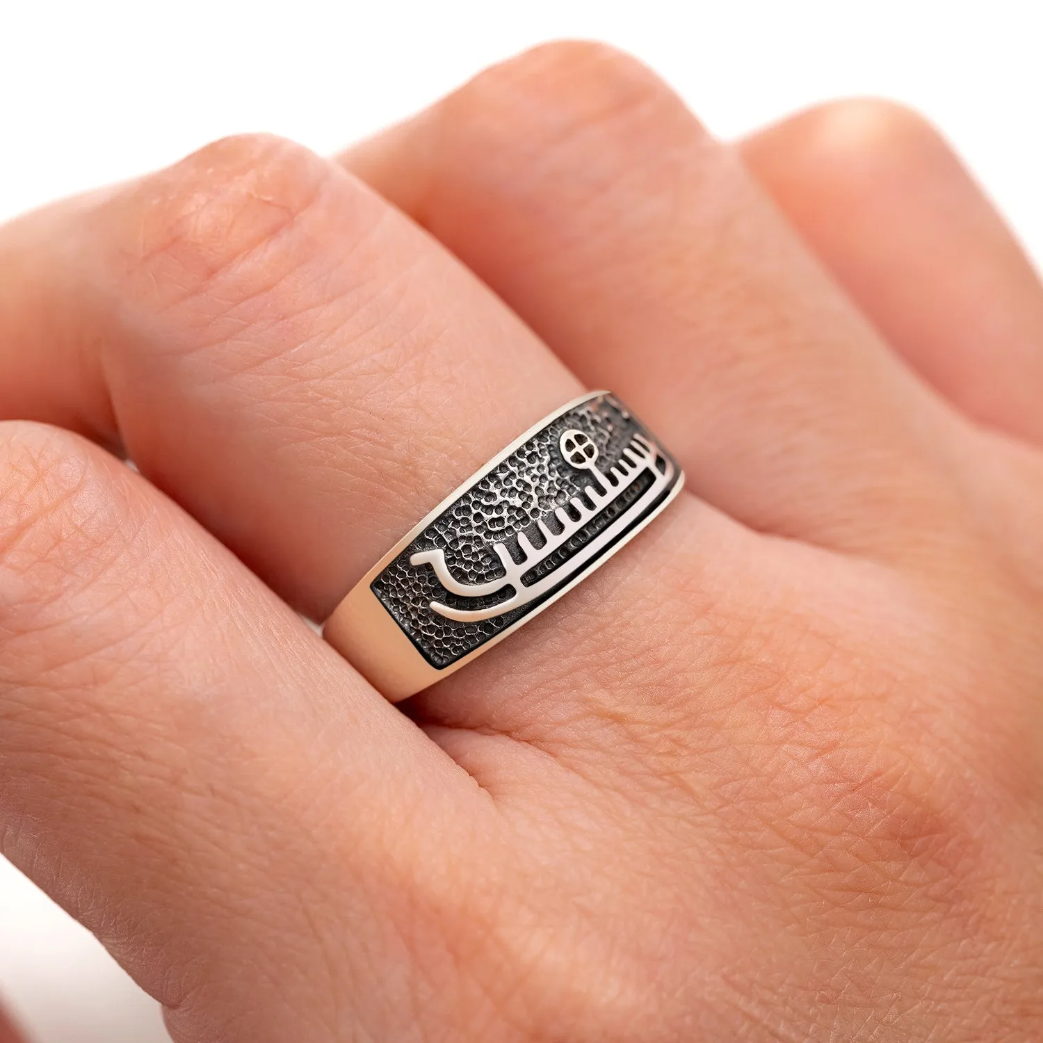925 Sterling Silver Viking Ship Ring