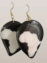 African Symbol Bone Black & White Earrings