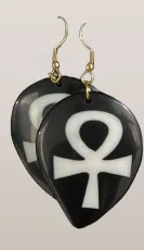 African Symbol Bone Black & White Earrings