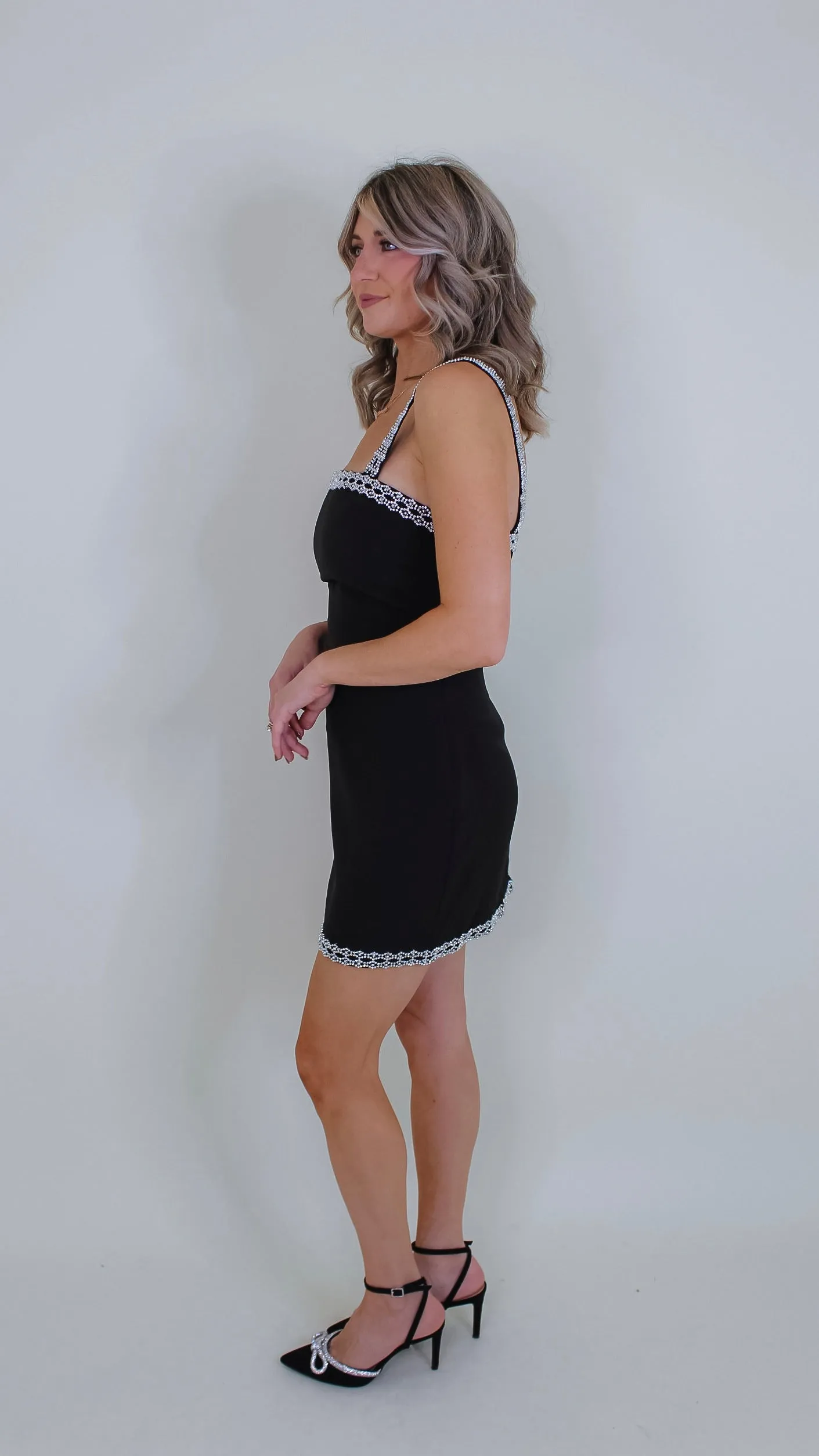 Alma Black Rhinestone Dress