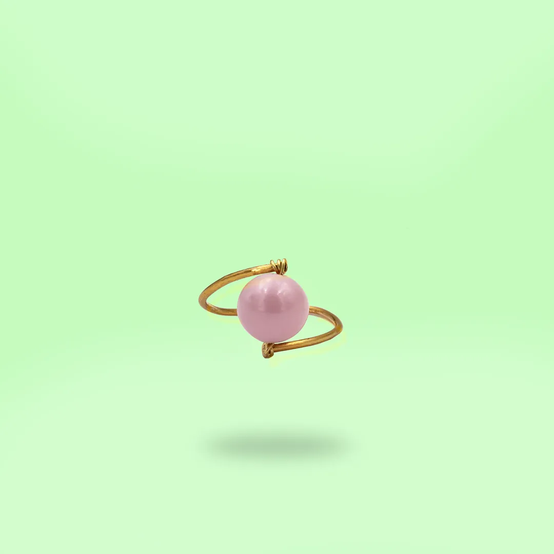 Always Be Mine - Crystal Pearl Ring - Pink