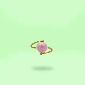 Always Be Mine - Crystal Pearl Ring - Pink