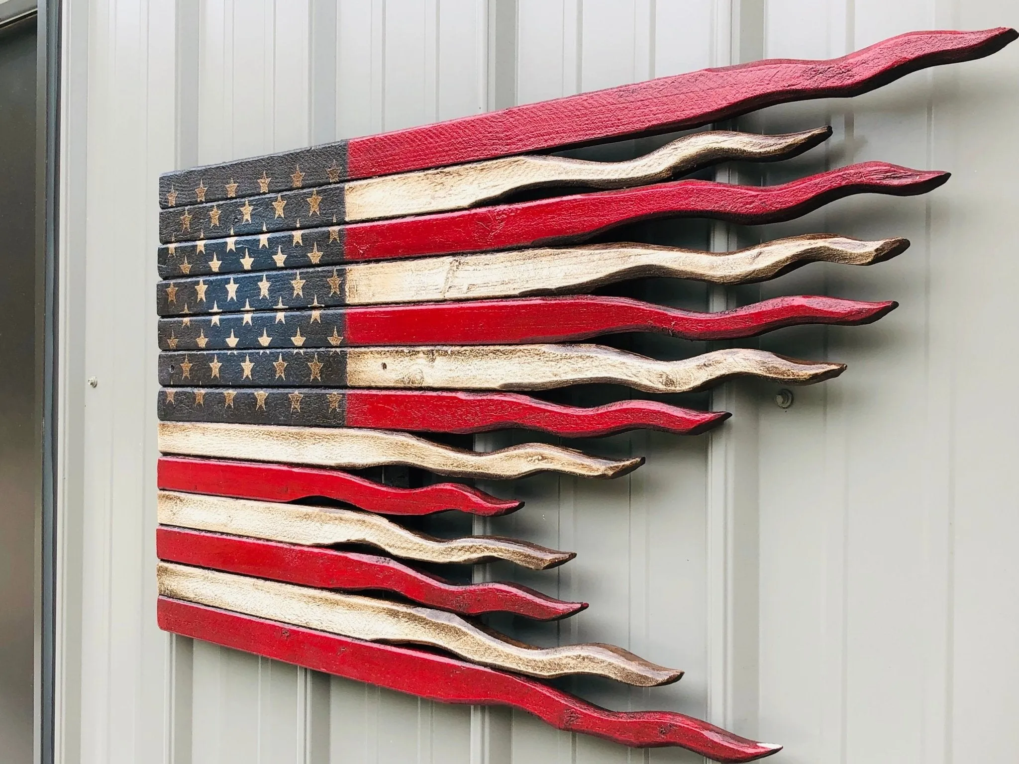 American Battle Flag - Rustic Wood Flag