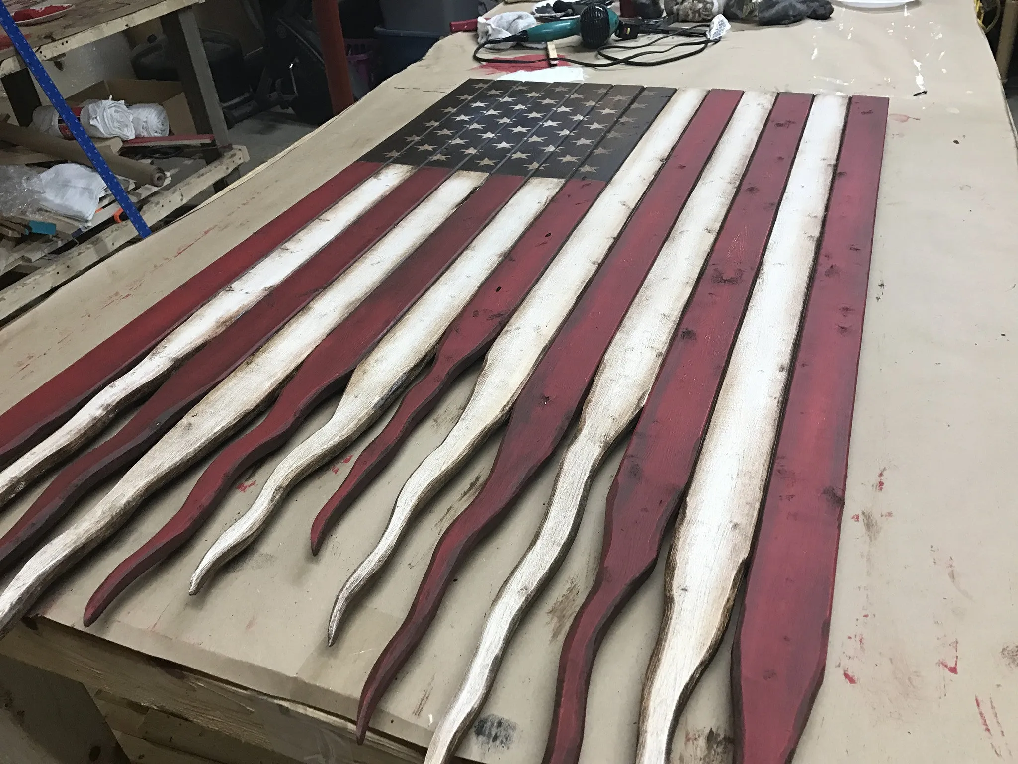 American Battle Flag - Rustic Wood Flag