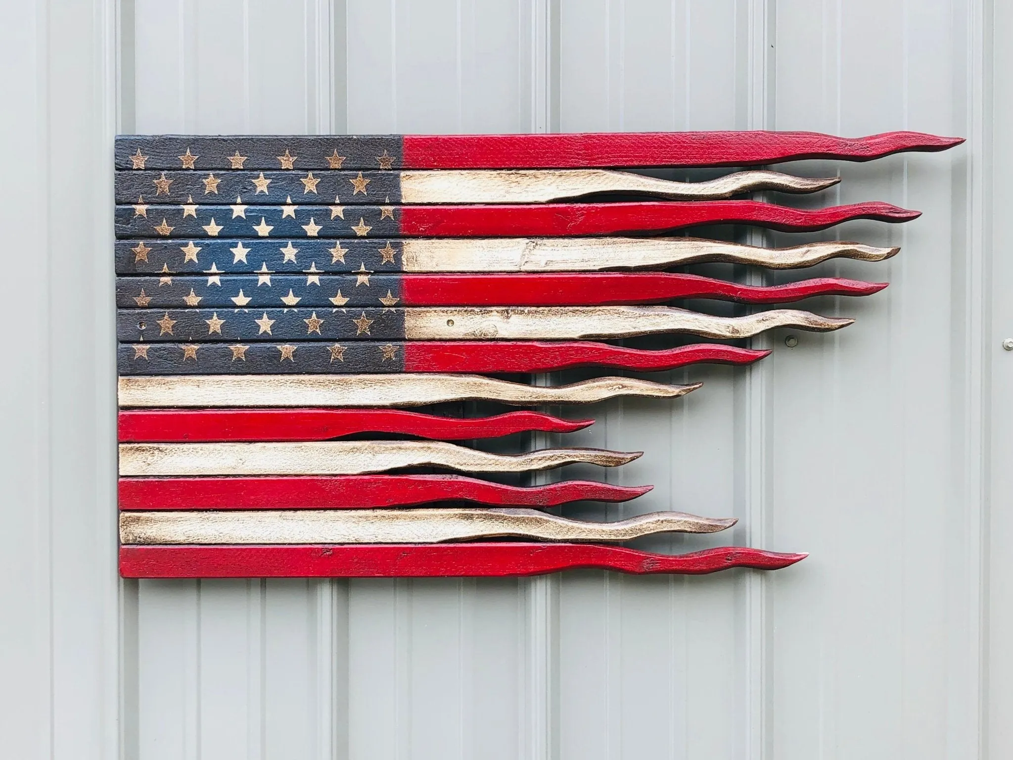 American Battle Flag - Rustic Wood Flag