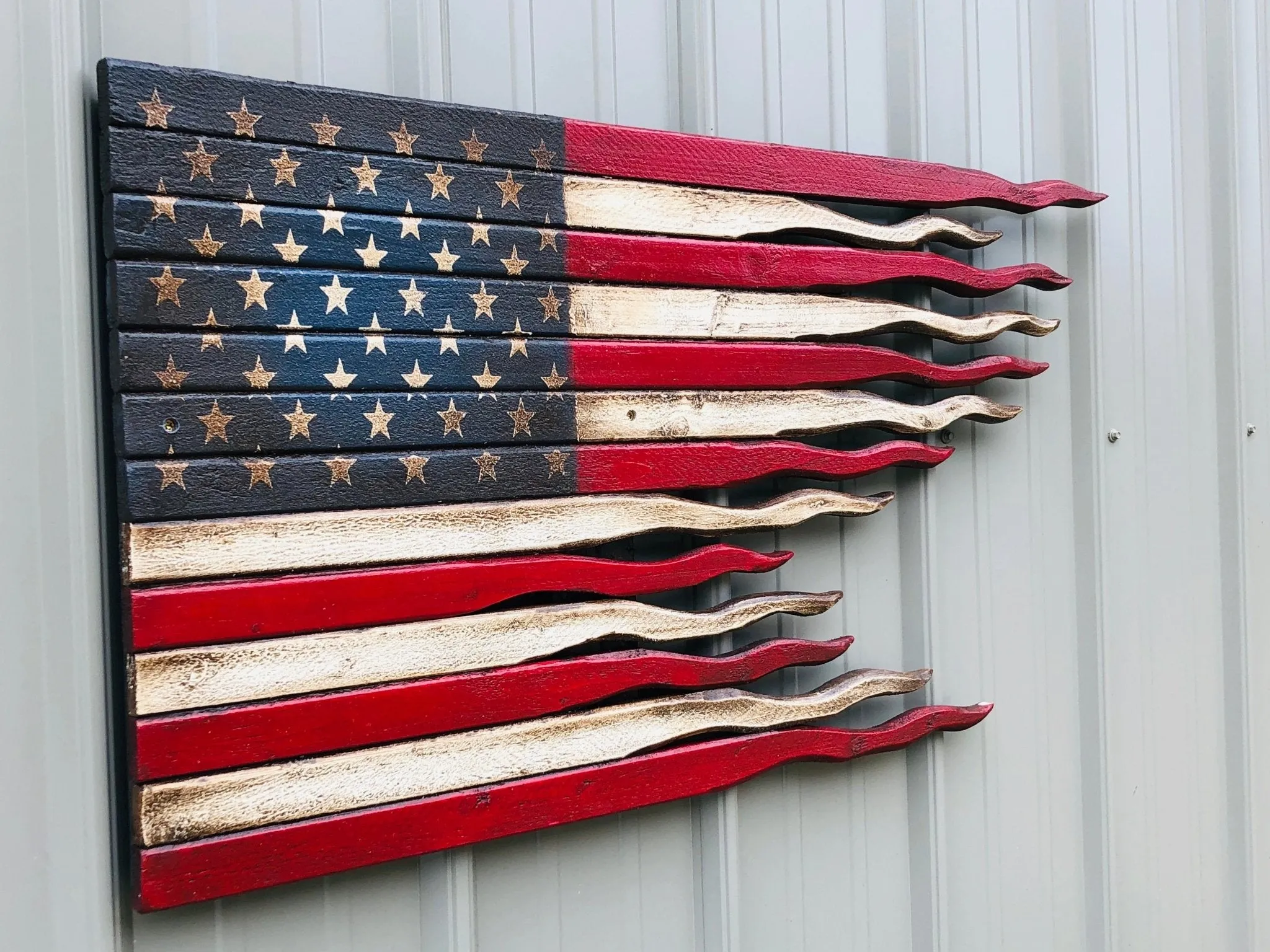 American Battle Flag - Rustic Wood Flag