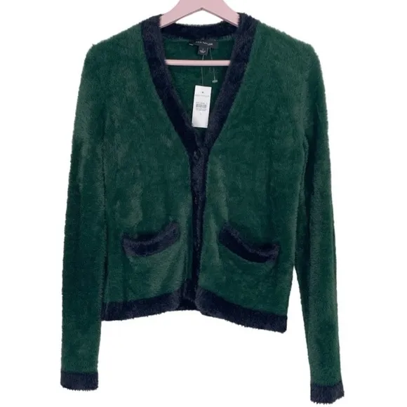 ANN TAYLOR Dark Green Chenille Cardigan Sweater Size Small NEW