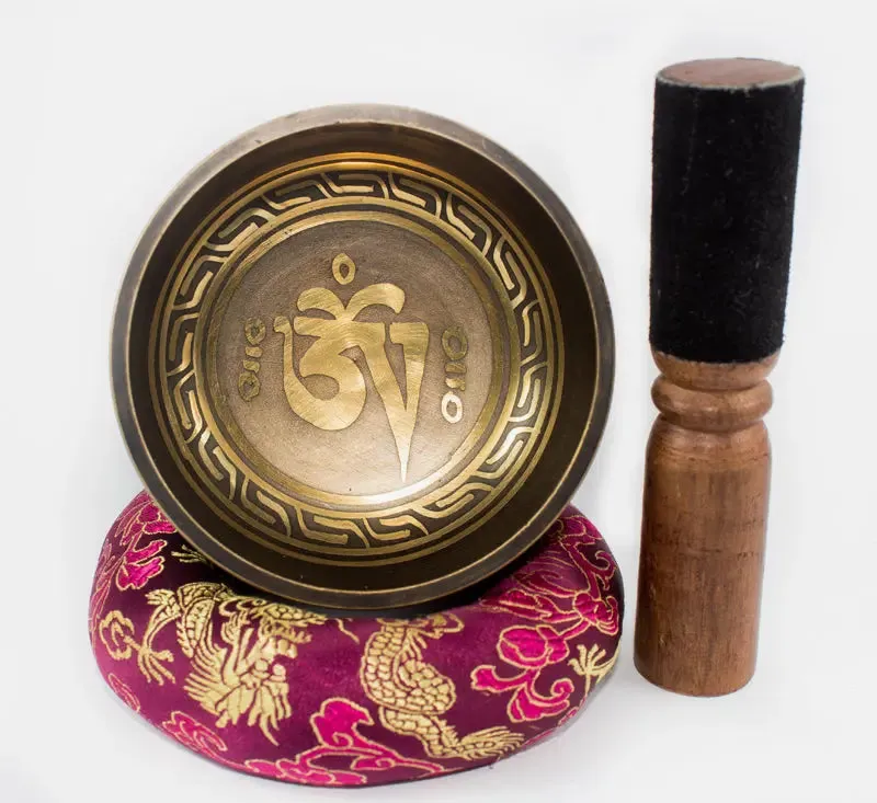 Antique Tibetan Bowl Buddhist Mantra Carved Design