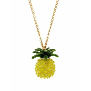 Anyway You Slice It Pineapple Yellow Long Necklace