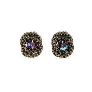 Aurora Borealis and Faux Seed Pearl Statement Earrings