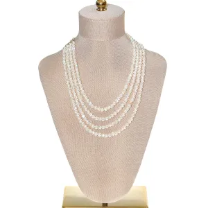Aurora Borealis Crystal and Pearl Multi Strand Necklace