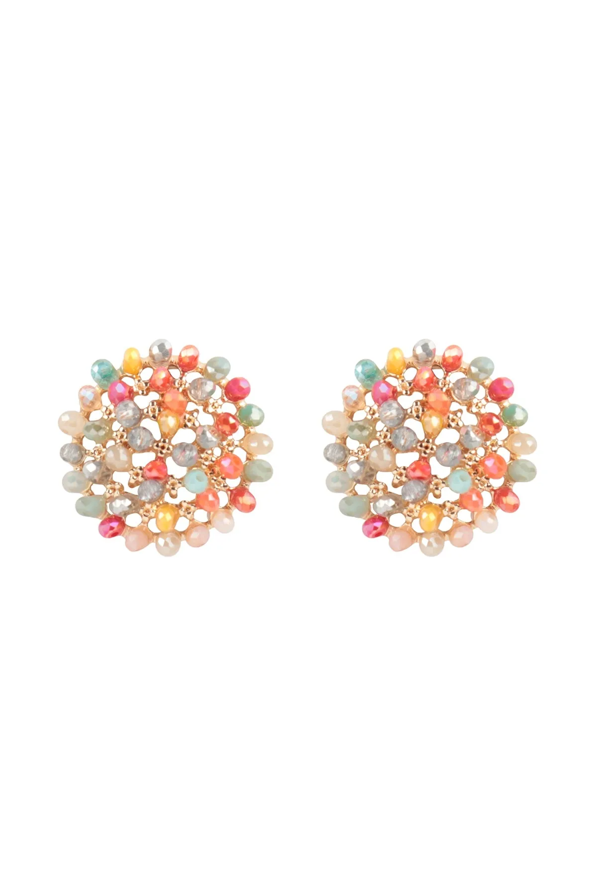 BALL RHINESTONE CLUSTER POST EARRINGS