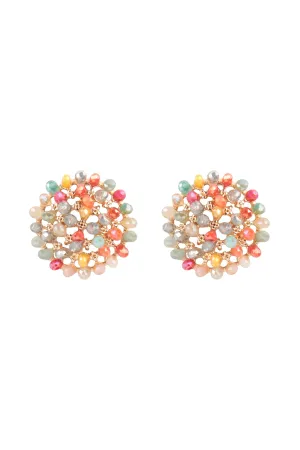 BALL RHINESTONE CLUSTER POST EARRINGS