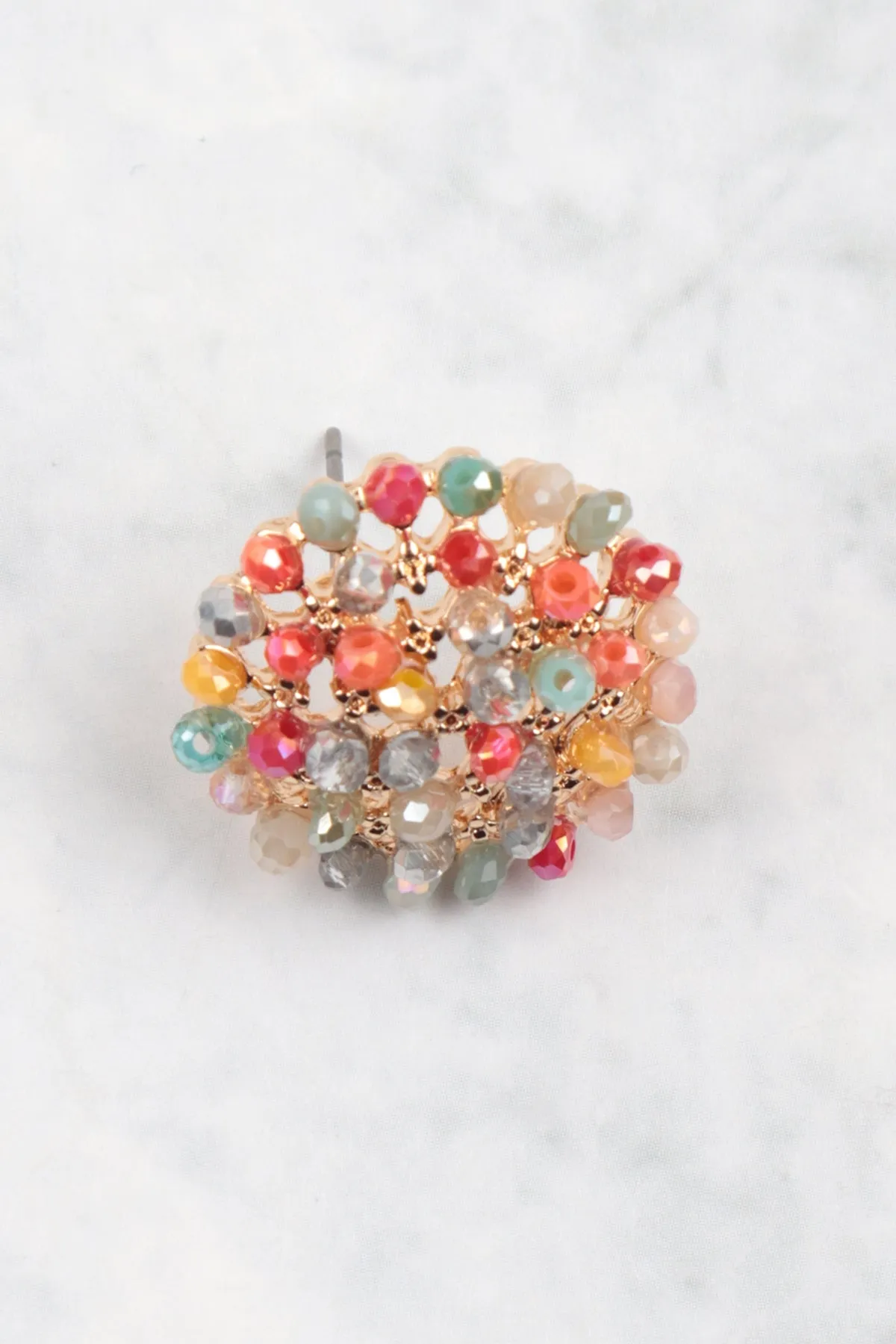 BALL RHINESTONE CLUSTER POST EARRINGS