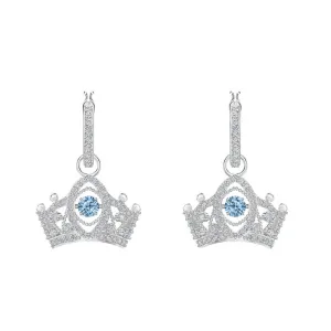 Bee A Queen Blue Rhodium Plated Drop Pierced Earrings