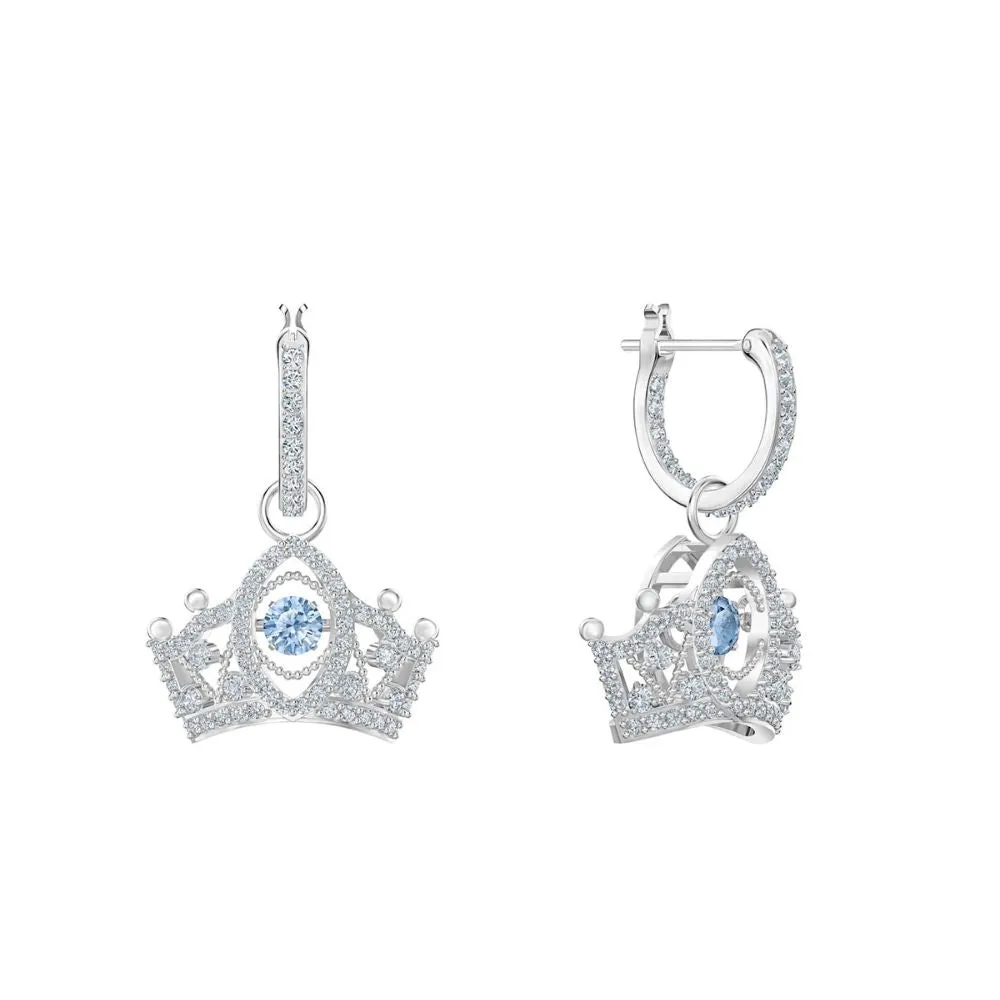 Bee A Queen Blue Rhodium Plated Drop Pierced Earrings