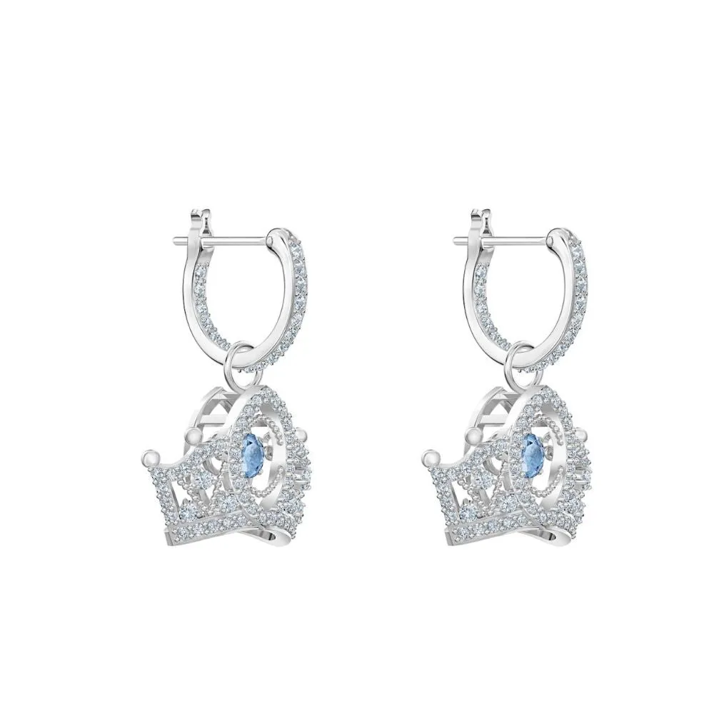 Bee A Queen Blue Rhodium Plated Drop Pierced Earrings
