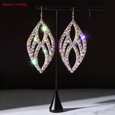 Belly Dance Accessory Womens Jewelry Bling Crystal Stones Earrings Sparkling Earrings Belly Dance Dangle Earrings 2 Pairs/Pack