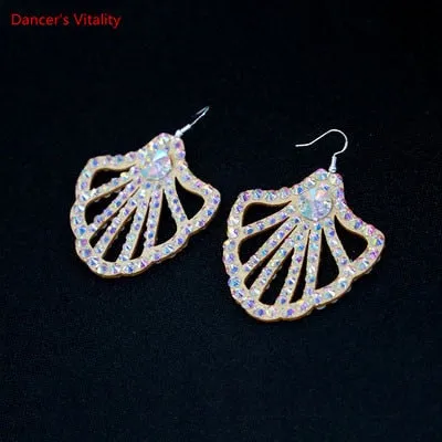 Belly Dance Accessory Womens Jewelry Bling Crystal Stones Earrings Sparkling Earrings Belly Dance Dangle Earrings 2 Pairs/Pack