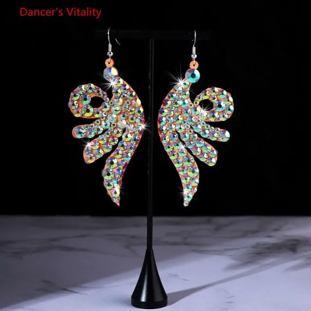Belly Dance Accessory Womens Jewelry Bling Crystal Stones Earrings Sparkling Earrings Belly Dance Dangle Earrings 2 Pairs/Pack