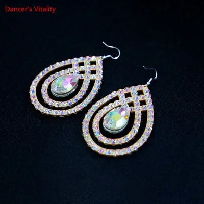 Belly Dance Accessory Womens Jewelry Bling Crystal Stones Earrings Sparkling Earrings Belly Dance Dangle Earrings 2 Pairs/Pack