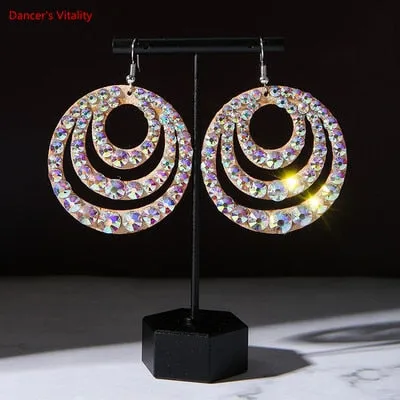 Belly Dance Accessory Womens Jewelry Bling Crystal Stones Earrings Sparkling Earrings Belly Dance Dangle Earrings 2 Pairs/Pack