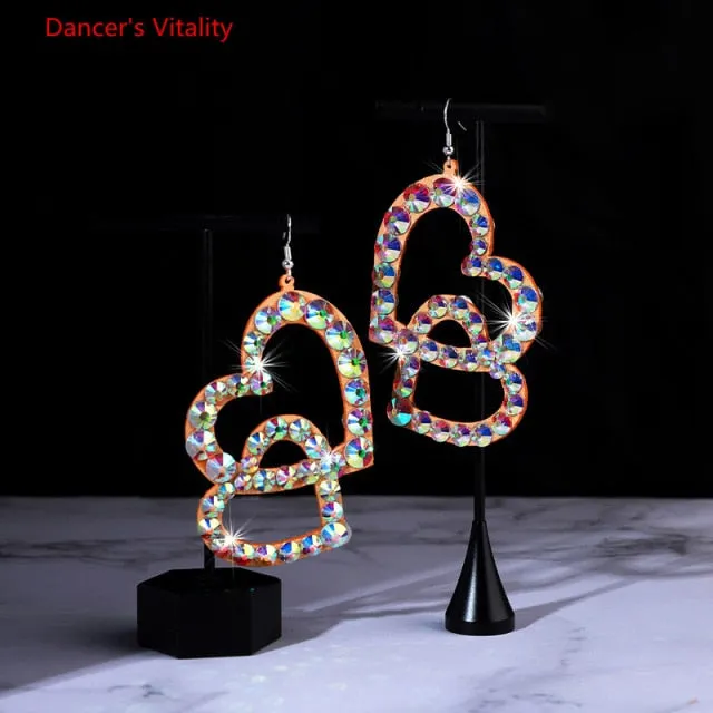 Belly Dance Accessory Womens Jewelry Bling Crystal Stones Earrings Sparkling Earrings Belly Dance Dangle Earrings 2 Pairs/Pack