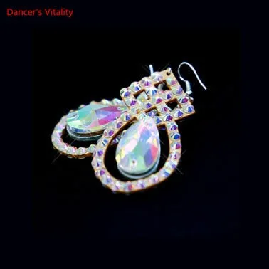 Belly Dance Accessory Womens Jewelry Bling Crystal Stones Earrings Sparkling Earrings Belly Dance Dangle Earrings 2 Pairs/Pack