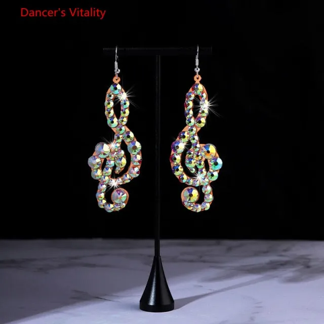 Belly Dance Accessory Womens Jewelry Bling Crystal Stones Earrings Sparkling Earrings Belly Dance Dangle Earrings 2 Pairs/Pack