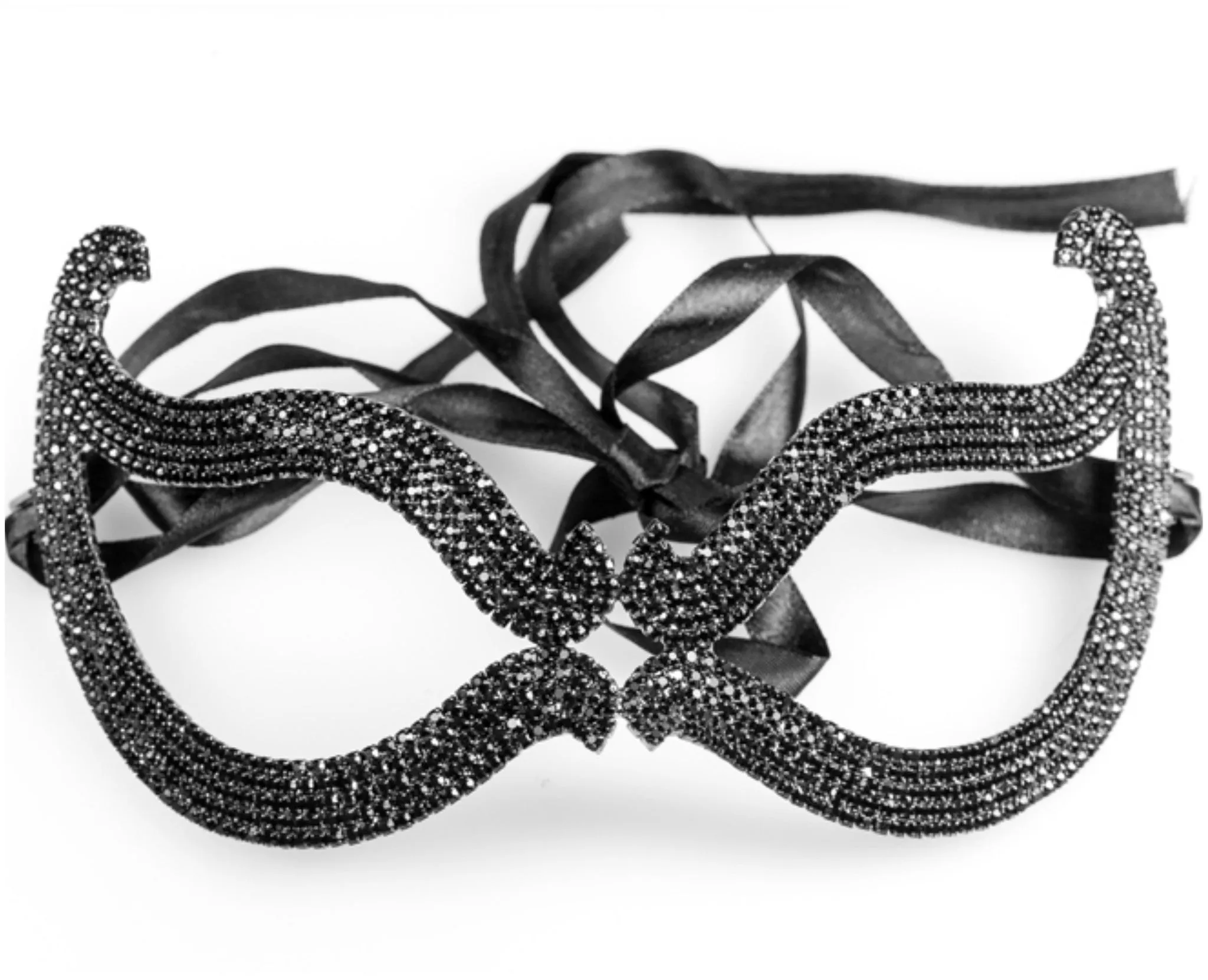 Bijou Romantic Cat Eye Crystal Masquerade Mask | Crystal | Black