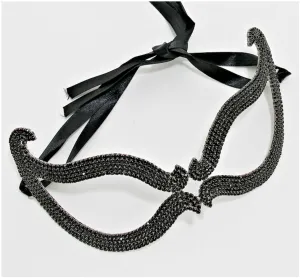 Bijou Romantic Cat Eye Crystal Masquerade Mask | Crystal | Black