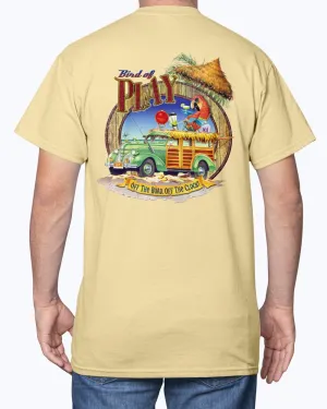 Bird of Play Beach Cruiser Woody Parrot Vacation 6 oz Cotton T-shirt