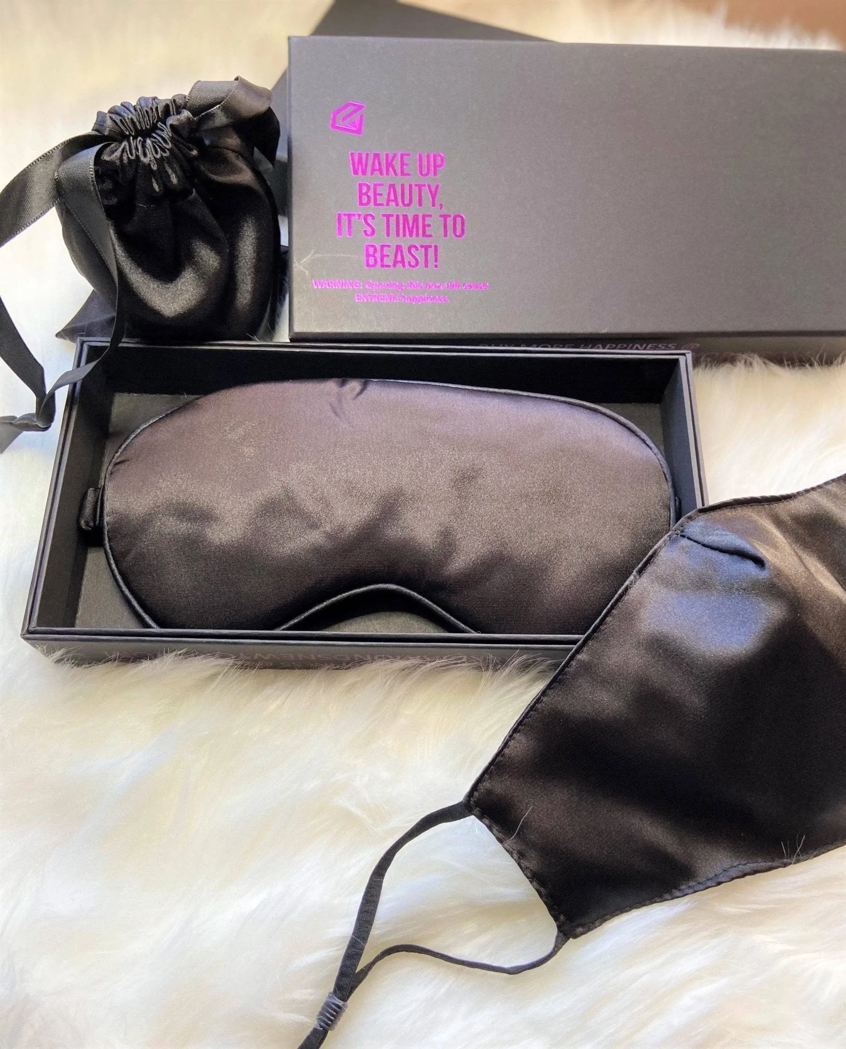 Black Silk Sleep Mask & Face Mask Luxe Gift Set